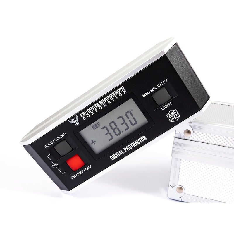 PEC TOOLS Digital Inclinometer, 360° Protractor Angle Finder Level, Magnetic V-Groove Base Protractor with Large Backlit LCD Display, High-Precision Meter Tool for Machining, Woodworking & Construction - Image 1